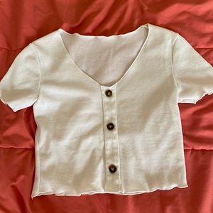 White button down crop top